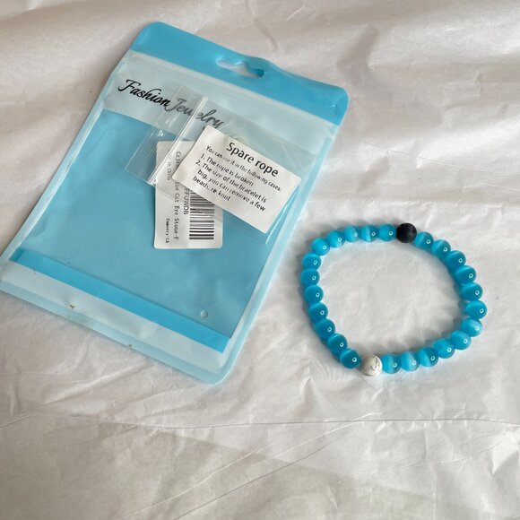 Hamoery Blue Cat Eye & Lava Stone Bracelet - Picture 14 of 14